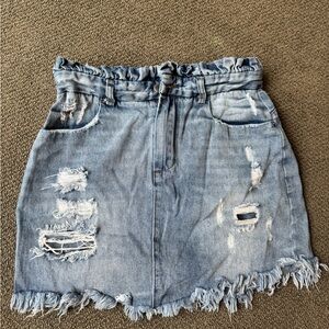 Denim Skirt with Ruffle waist